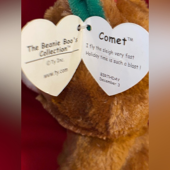 Ty Beanie Babies Beanie Boos Comet the Reindeer with Purple Swing Tags. - Picture 5 of 9